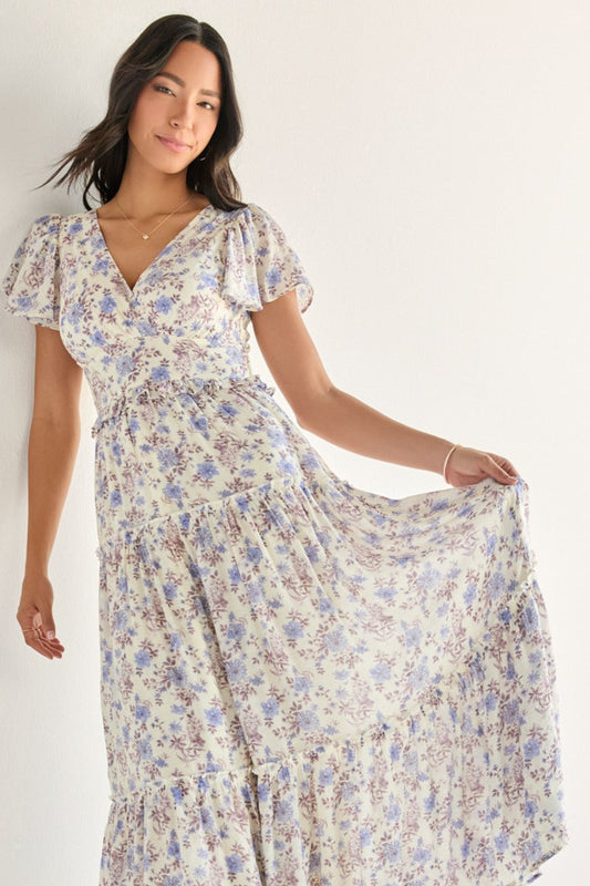 Francesca's Kathy Ruffle Tiered Floral Maxi Dress (x2)