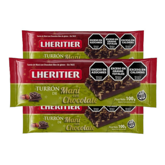 Pampa Direct Lheritier Peanut Nougat with Chocolate Gluten-Free, 100 g / 3.52 oz ( pack of 3)