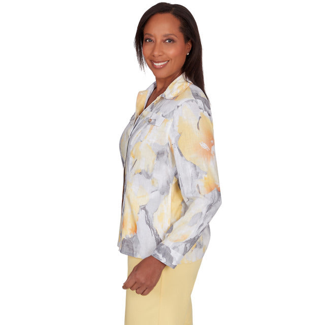 Alfred Dunner Women's Abstract Watercolor Jacket