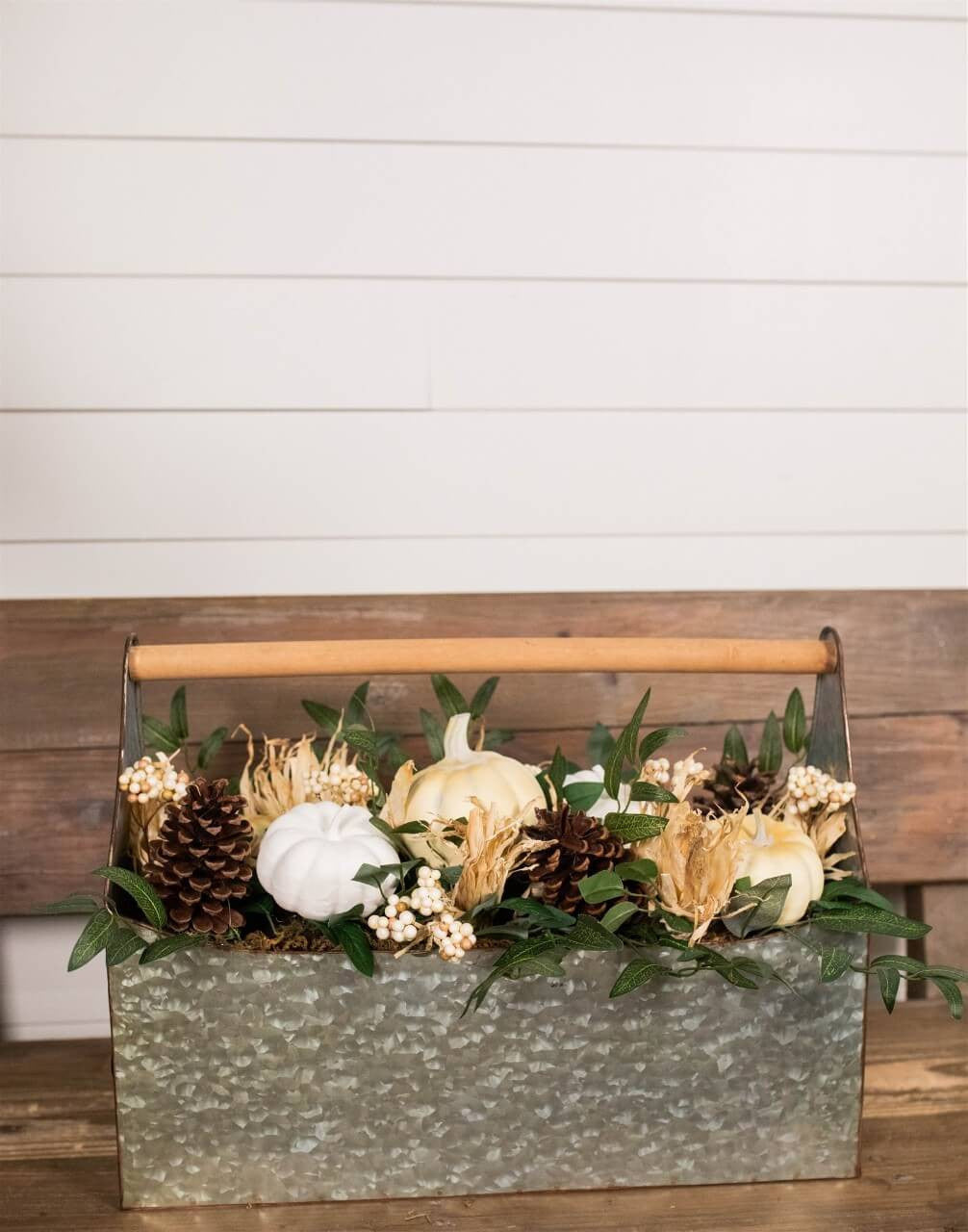 Decorator's Warehouse 22” Metal Container with Harvest Arrangement