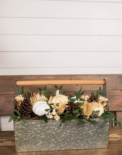 Decorator's Warehouse 22” Metal Container with Harvest Arrangement
