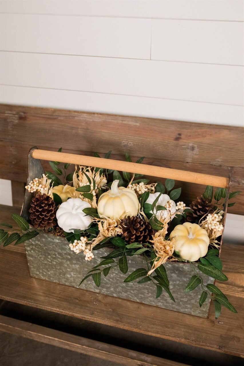 Decorator's Warehouse 22” Metal Container with Harvest Arrangement