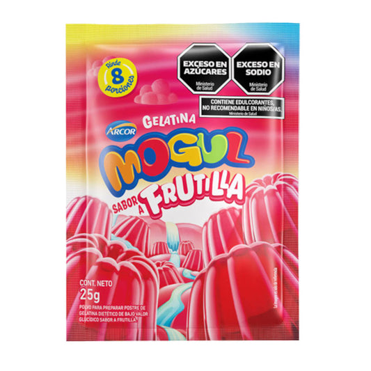 Pampa Direct Mogul Gelatina Frutilla Strawberry Jell-O Powder Ready To Make Jelly, 25 g / 0.88 oz ea (box of 8 pouches)