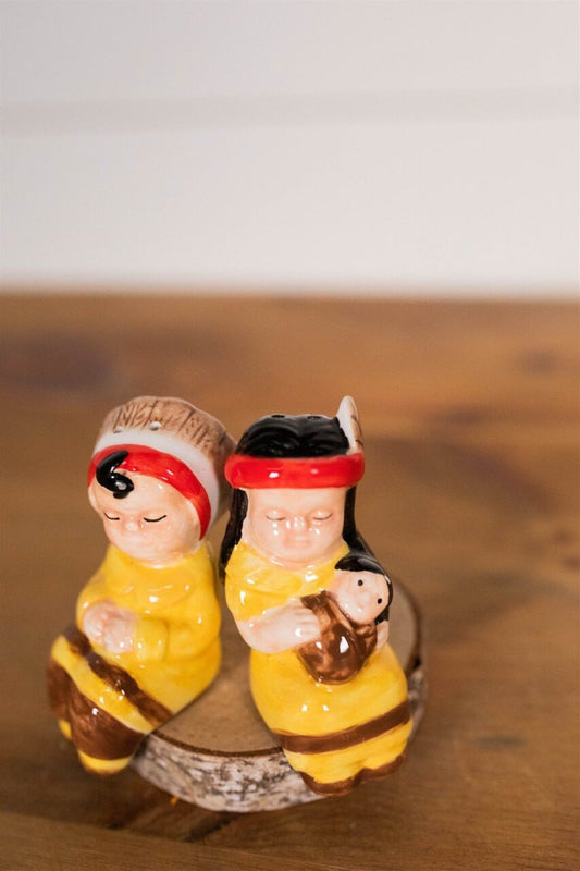 Decorator's Warehouse 3" Dolomite Native American Couple Salt & Pepper Shakers