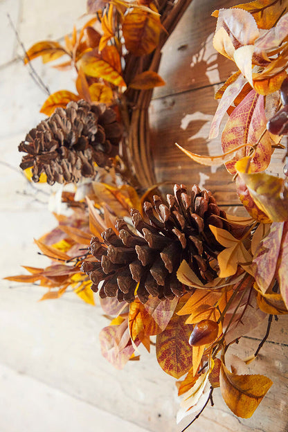 Decorator's Warehouse 24" Natural Leaf Berry Cone Wreath