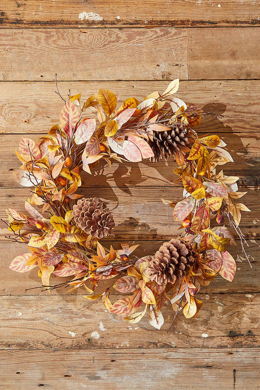 Decorator's Warehouse 24" Natural Leaf Berry Cone Wreath