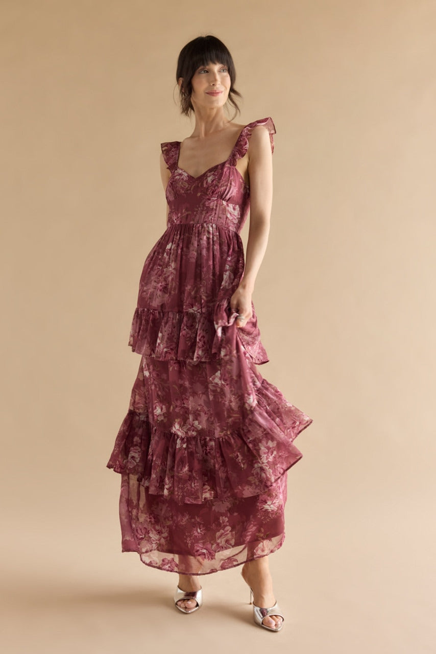 Francesca's Darlene Floral Tiered Dress