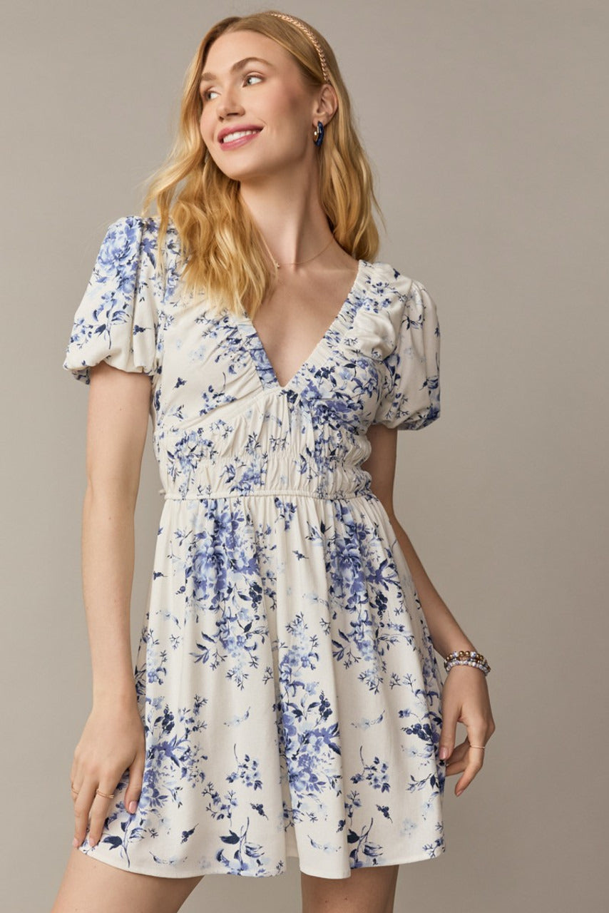 Francesca's Ariana Floral Cinched Waist Mini Dress (x2)