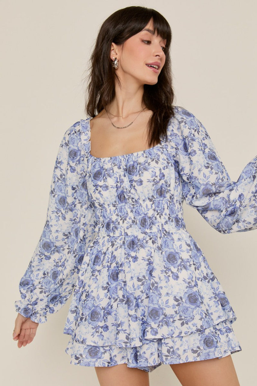 Francesca's Lisa Floral Tiered Romper