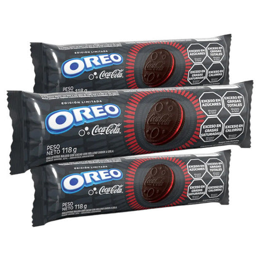 Pampa Direct Oreo Coca-Cola Limited Edition Sweet Cocoa Cookies with Coca-Cola Filling, 118 g / 4.16 oz (pack of 3)