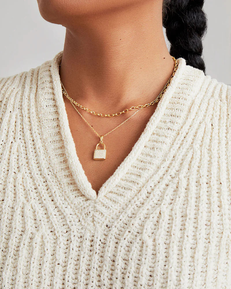 ARGENTO VIVO THE PAVE LOCK NECKLACE