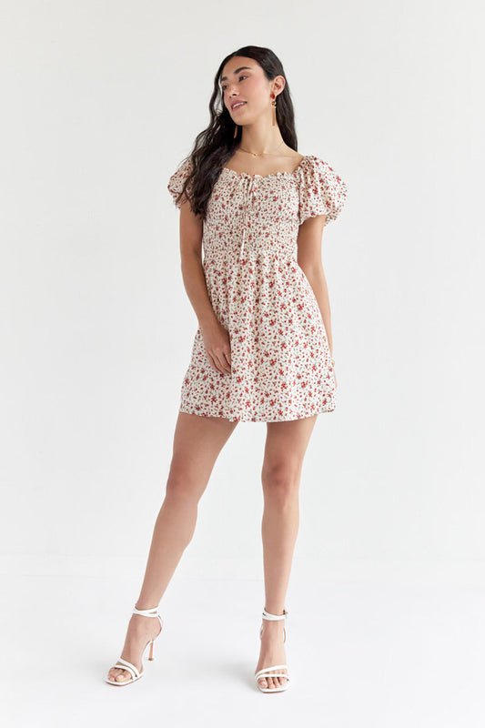 Francesca's Marleen Smocked Upper Floral Mini Dress (x2)