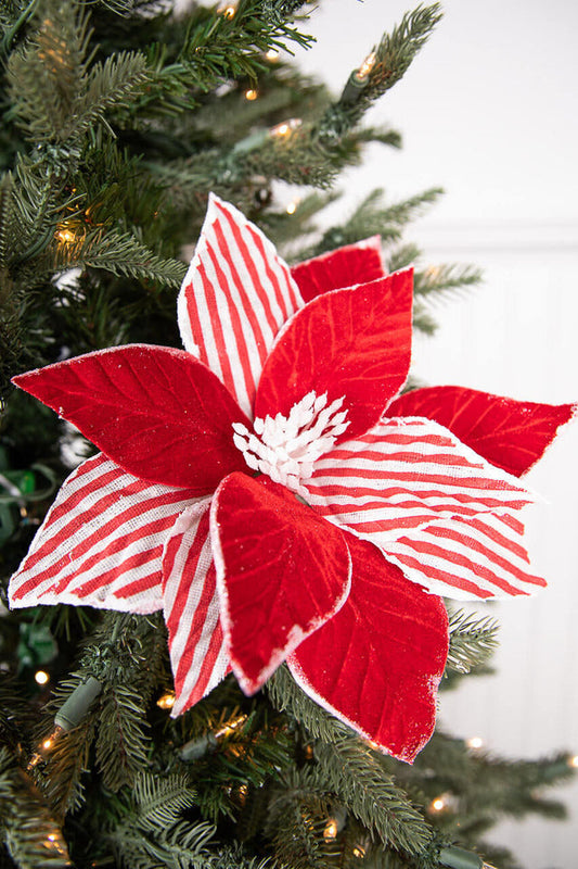 Decorator's Warehouse 22” x 12" Red and White Poinsettia Stem