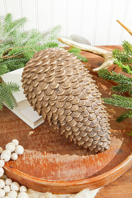 Decorator's Warehouse 12” Glitter Sequoia Pine Cone Ornament - Champagne