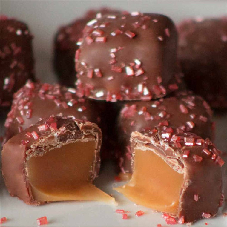 Mrs Prindables Pink Sugar Milk Chocolate Covered Caramels, 3-Piece