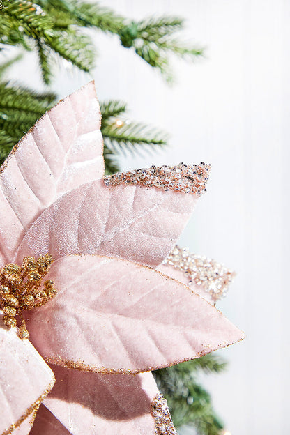 Decorator's Warehouse 22" x 11" Pink with Gold Glitter Tip Velvet Stem