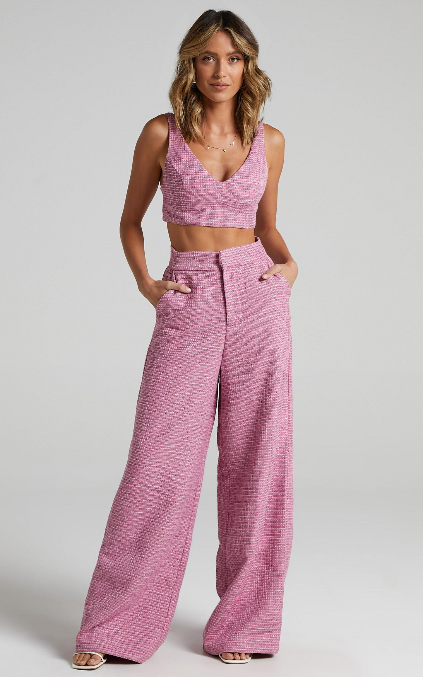 Showpo Adelaide Two Piece Set - Crop Top and Wide Leg Pants Set