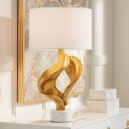 Lamps Plus Possini Euro Hera 31" Gold Leaf and Marble Modern Table Lamp