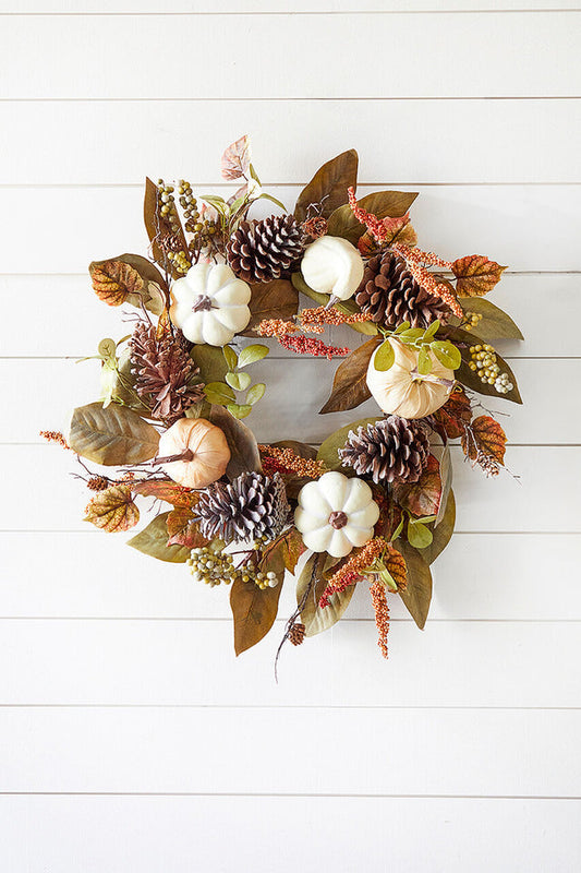 Decorator's Warehouse 24" Pumpkin Leaves Berry Wreath