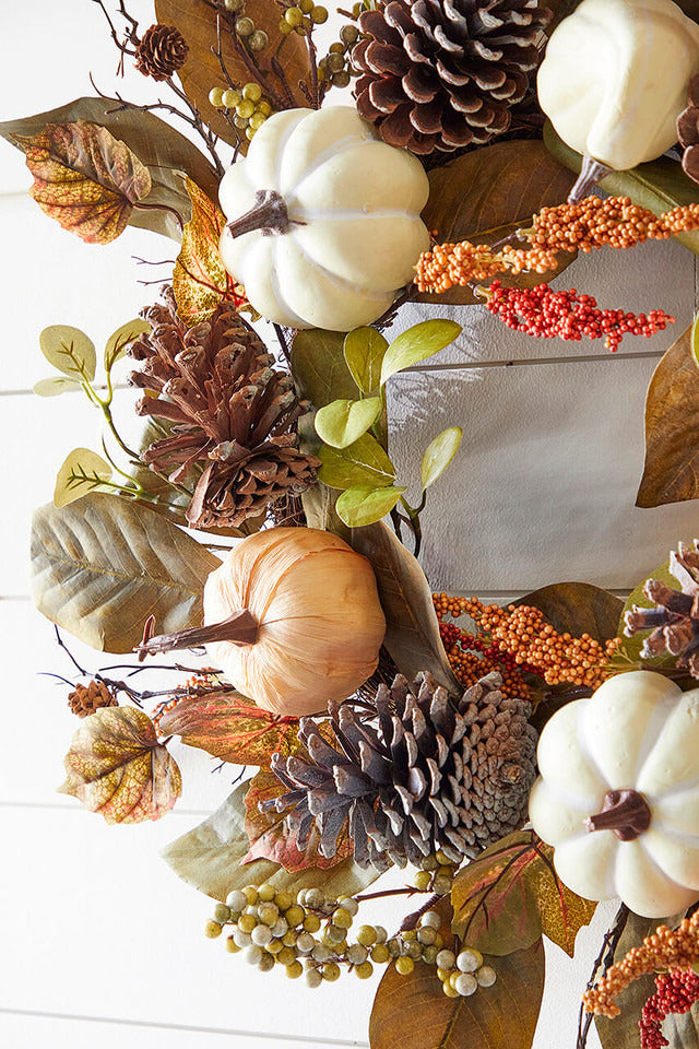 Decorator's Warehouse 24" Pumpkin Leaves Berry Wreath
