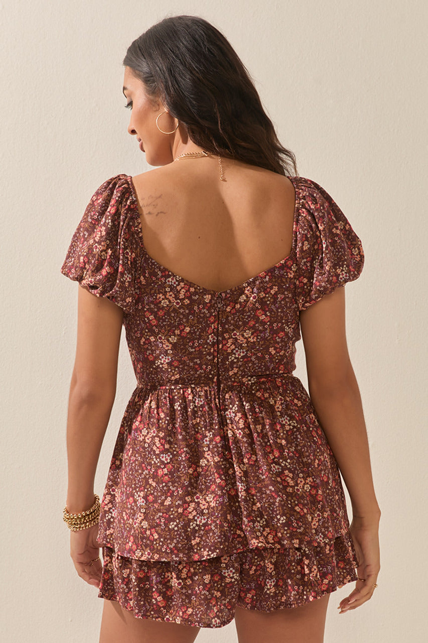 Francesca's Kristie Floral Lace Up Romper (x2)