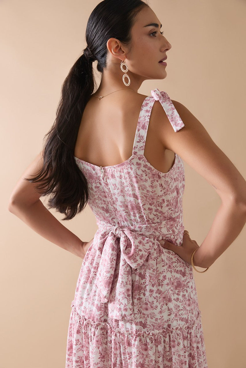 Francesca's Margaret Tiered Bow Back Floral Midi Dress (x2)