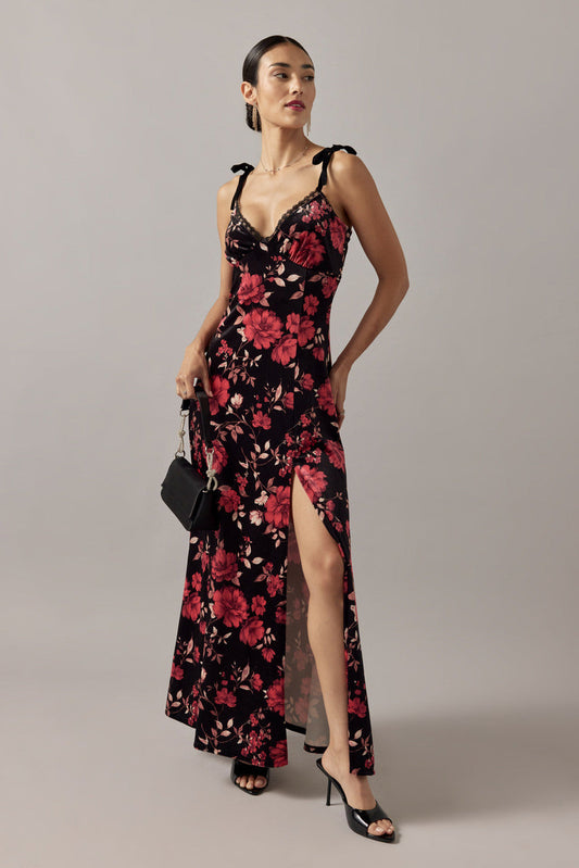 Francesca's Iva Velvet Floral Maxi Dress (x2)