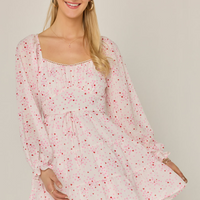 Francesca's Gloria Ditsy Heart Tiered Mini Dress