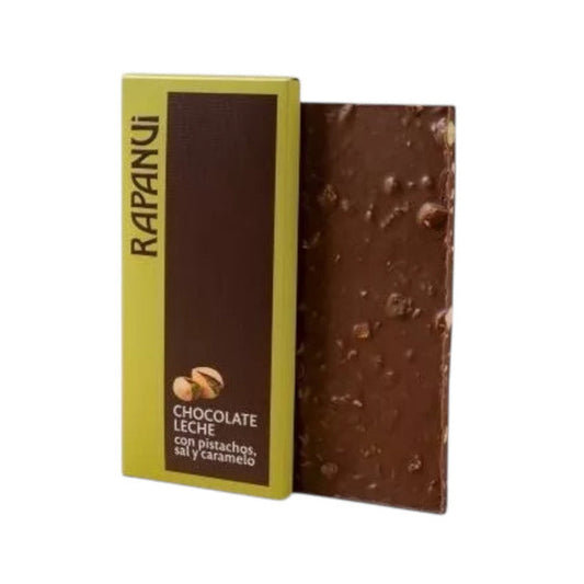 Pampa Direct Rapanui Milk Chocolate Pistachio Salt & Caramel Bar, 100 g / 3.53 oz