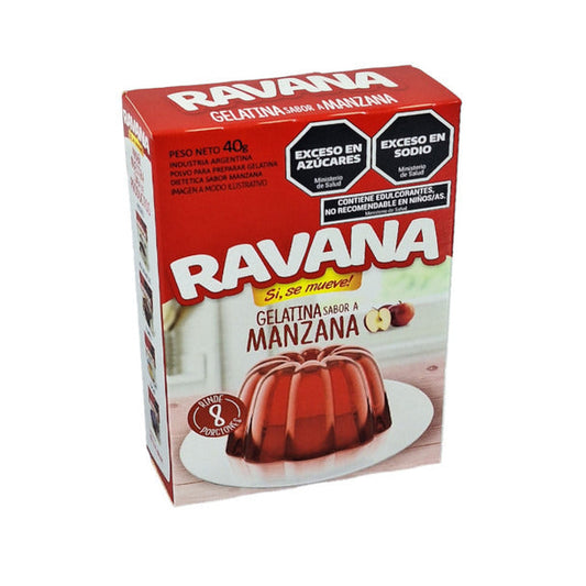 Pampa Direct Ravana Apple Flavored Gelatin, Serves 8 Portions, Easy to Make Refreshing Dessert Gelatina Sabor a Manzana, 40 g / 1.41 oz