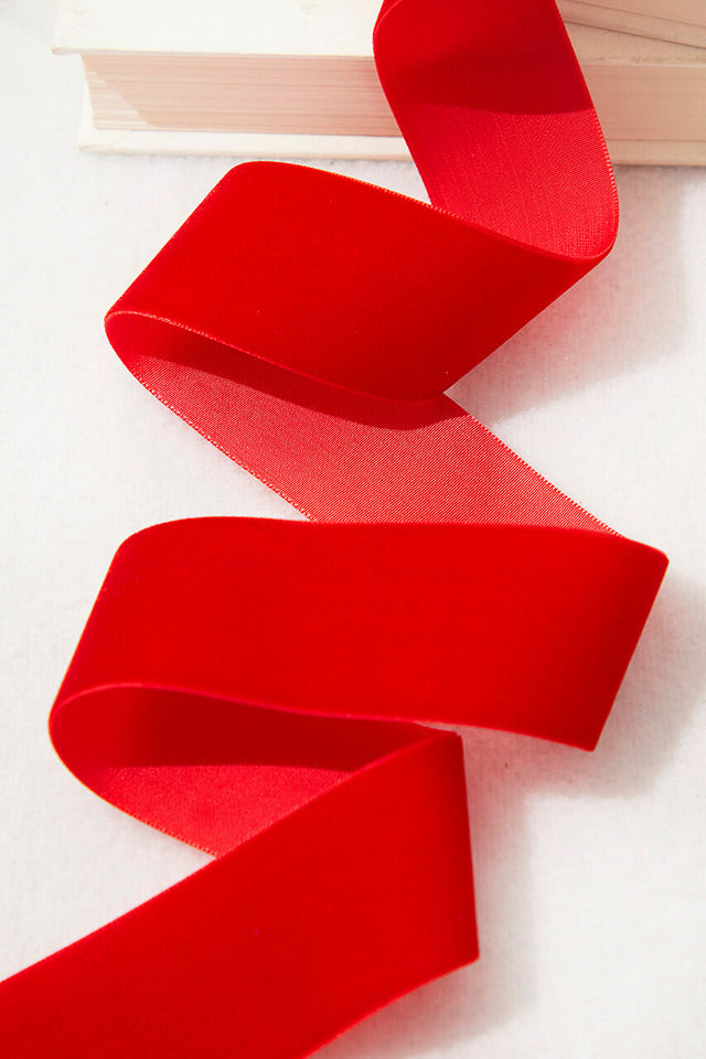 Decorator's Warehouse 1.5" x 10 Yards Red Unwired Velvet Ribbon