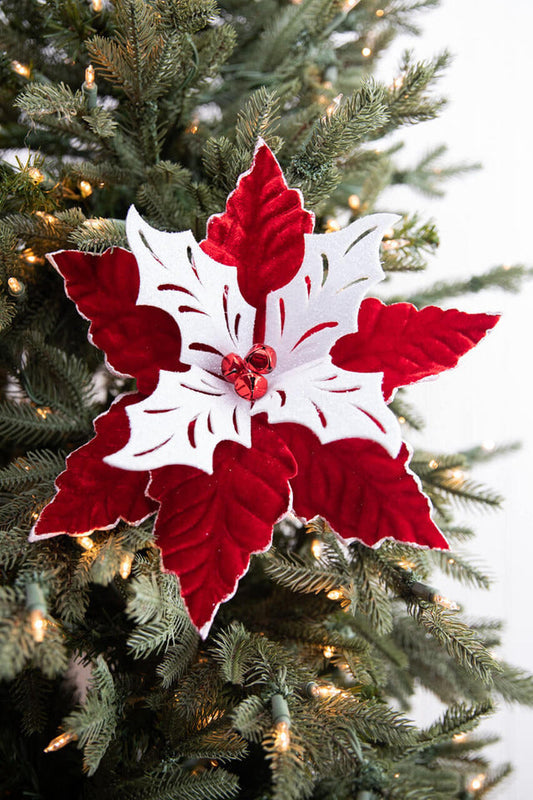Decorator's Warehouse 22” x 13" Red White Poinsettia Stem