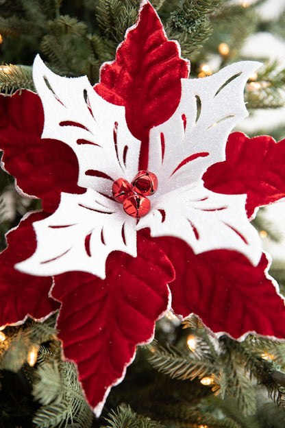 Decorator's Warehouse 22” x 13" Red White Poinsettia Stem