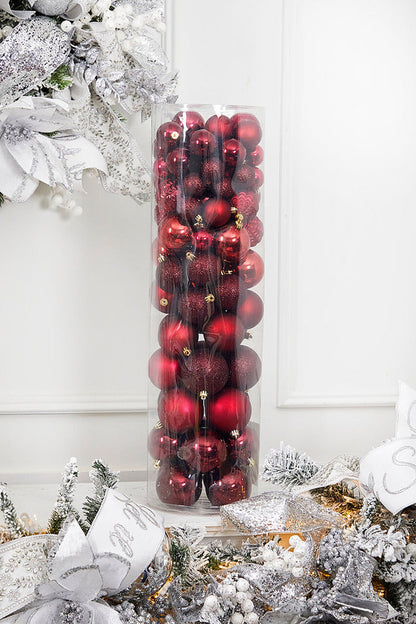 Decorator's Warehouse 80pc Shatterproof Ornament Tub - Oxblood