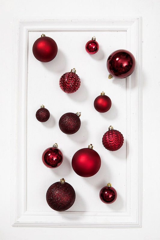 Decorator's Warehouse 80pc Shatterproof Ornament Tub - Oxblood