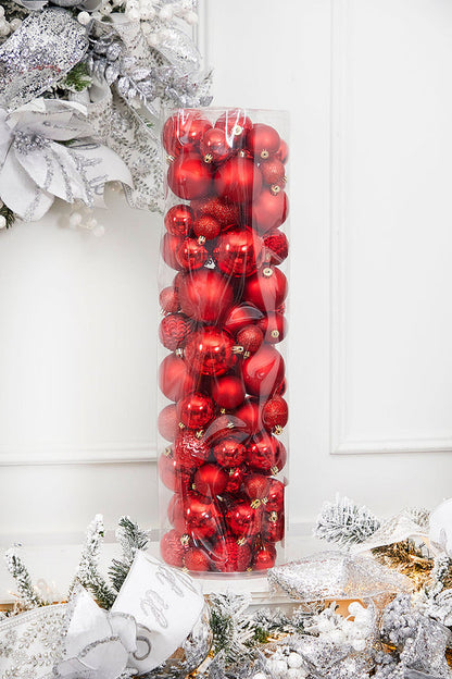 Decorator's Warehouse 80pc Shatterproof Ornament Tub - Christmas Red
