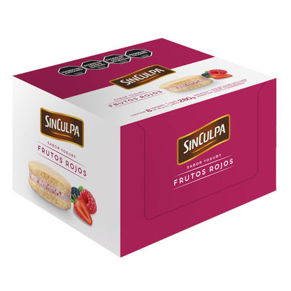Pampa Direct Sin Culpa Alfajores with Yogurt and Red Fruit Filling Alfajores con Relleno Sabor Yogurt Frutos Rojos, 280 g / 9.8 oz (box of 8)