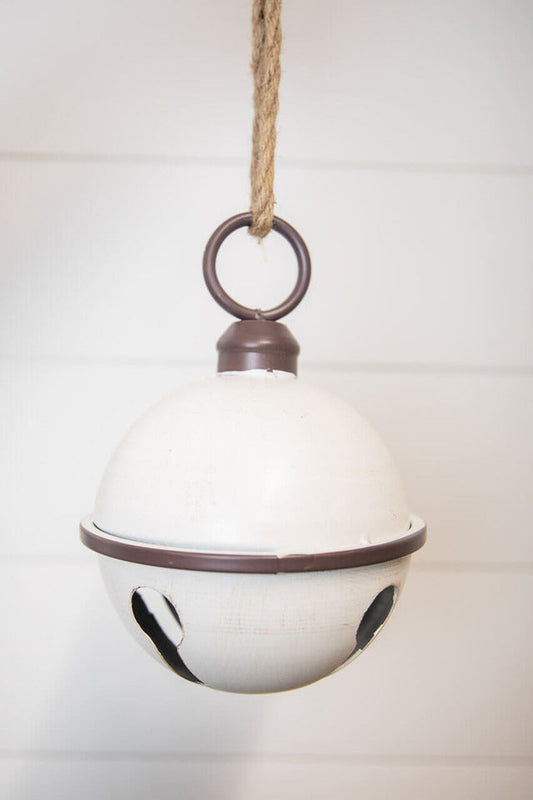 Decorator's Warehouse 7 x 9” Oversized White Jingle Bell Ornament- Small