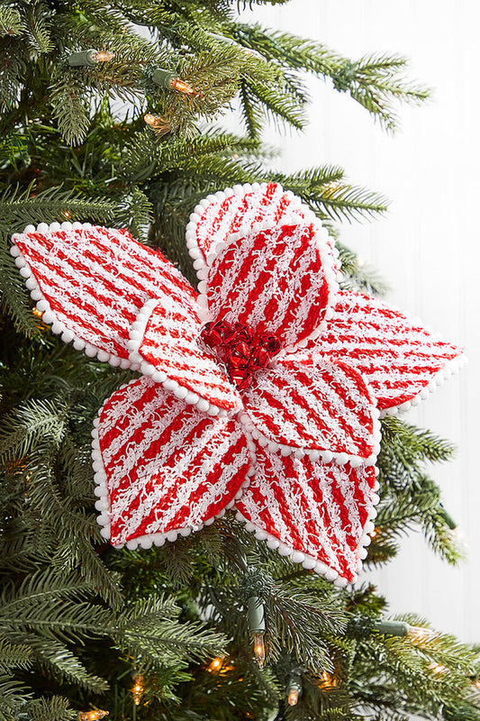 Decorator's Warehouse 22" x 10" Red and White with Cotton Ball Edge Stem