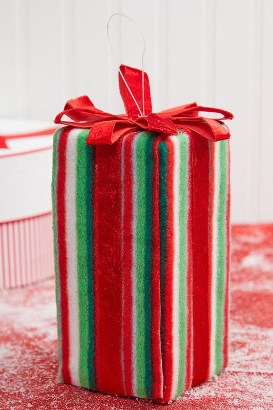 Decorator's Warehouse 8" x 4" Gift Box Ornament - Green/Red