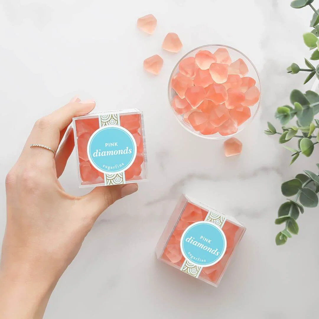 Sugarfina Pink Diamonds Strawberry Gummy - Small Candy Cube (x4)