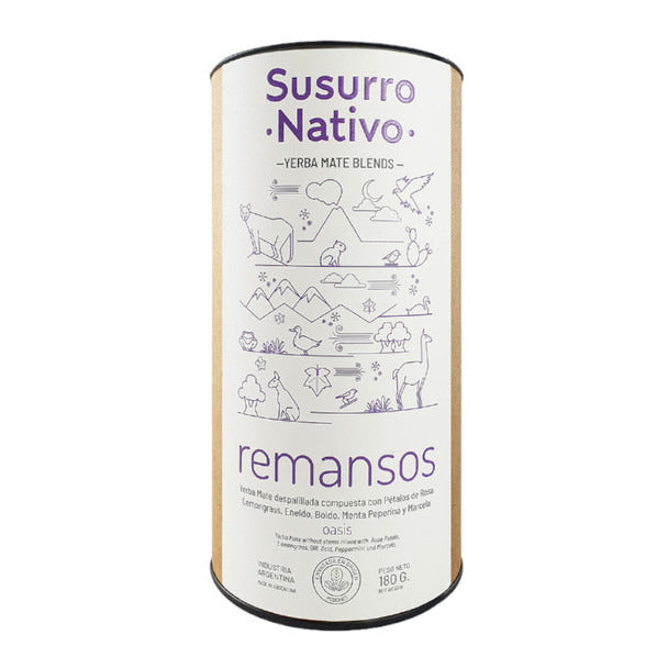Pampa Direct Susurro Nativo Yerba Mate Blends Remansos in Can, Rose Lemongrass Dill Boldo Peppermint, 180 g / 6.35 oz