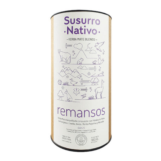 Pampa Direct Susurro Nativo Yerba Mate Blends Remansos in Can, Rose Lemongrass Dill Boldo Peppermint, 180 g / 6.35 oz
