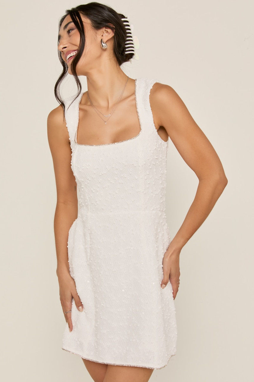 Francesca's Hallie Embellished Hem Mini Dress