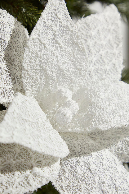Decorator's Warehouse 19" x 12" Textured White Poinsettia Stem