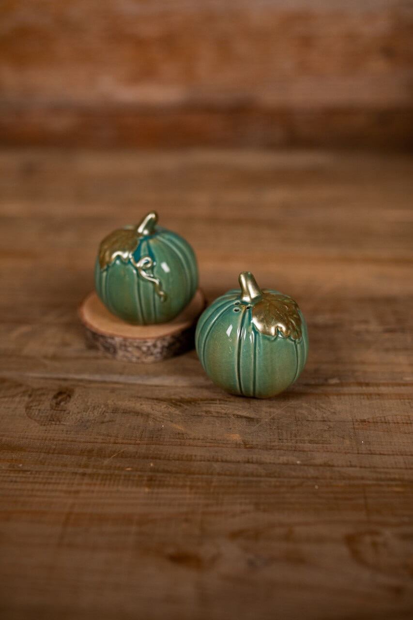 Decorator's Warehouse Ceramic Turquoise Pumpkins Salt & Pepper Shaker - Set of 2