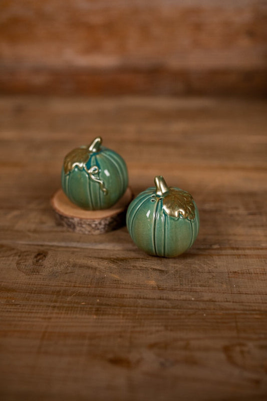 Decorator's Warehouse Ceramic Turquoise Pumpkins Salt & Pepper Shaker - Set of 2