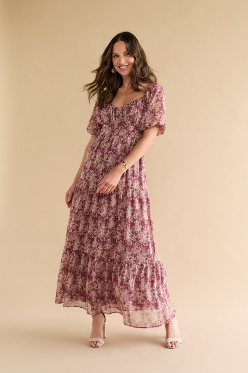 Francesca's Alissa Floral Tiered Maxi Dress