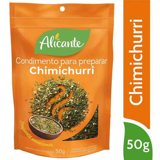 Pampa Direct Alicante Condimento Para Preparar Chimichurri Mixed Spices Garlic, Parsley, Oregano, White Pepper & Chilli, 50 g / 1.76 oz zipper pouch