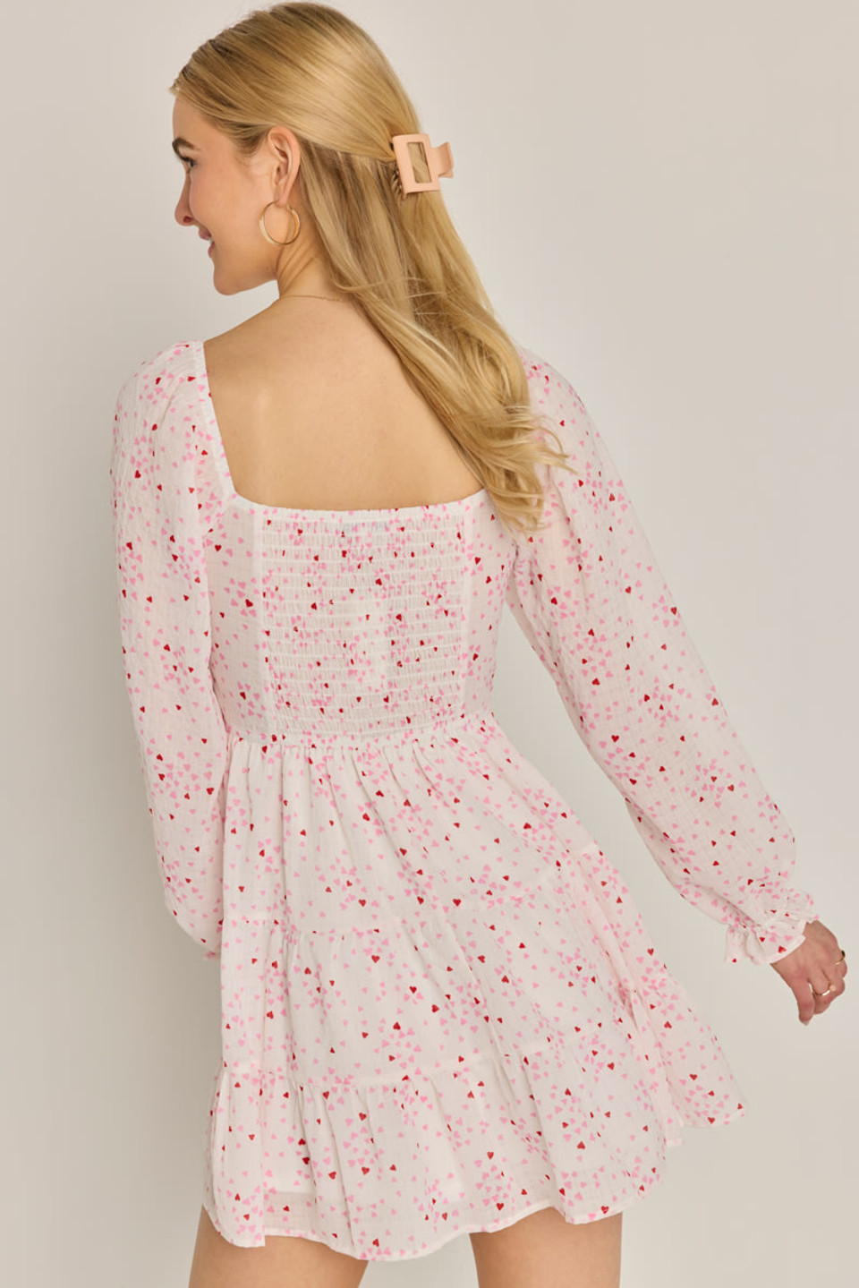 Francesca's Gloria Ditsy Heart Tiered Mini Dress